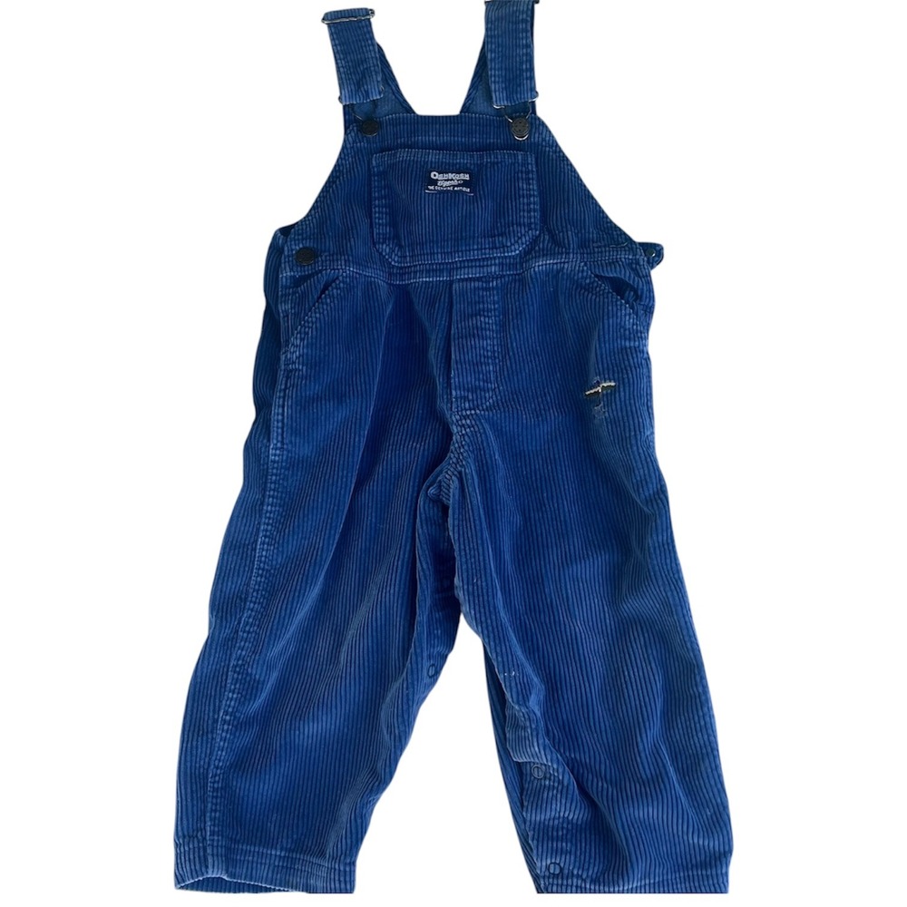Vintage OshKosh B'gosh Blue Corduroy Overalls 3T Pilot Airplane Vestbak Kids